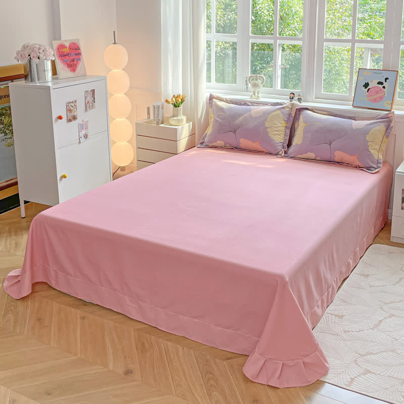 Set di biancheria da letto in caldo cotone spazzolato con foglie di ginkgo (4 pezzi)