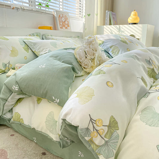Biancheria da letto in puro cotone con foglie di Ginkgo Refresh