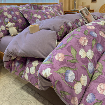 Elegante biancheria da letto in cotone spazzolato Tulip