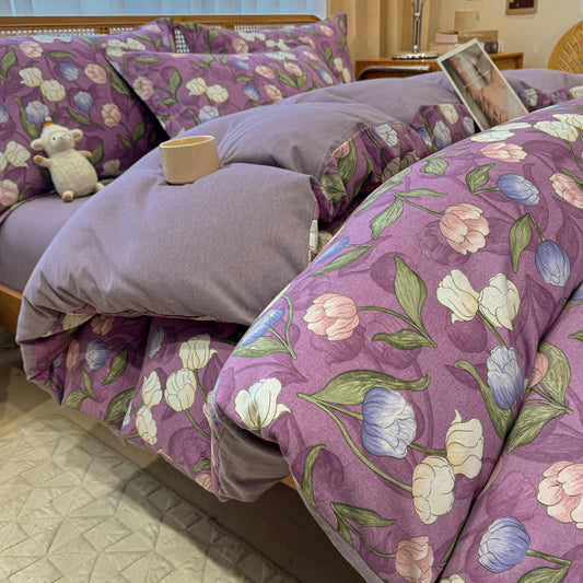 Elegante biancheria da letto in cotone spazzolato Tulip