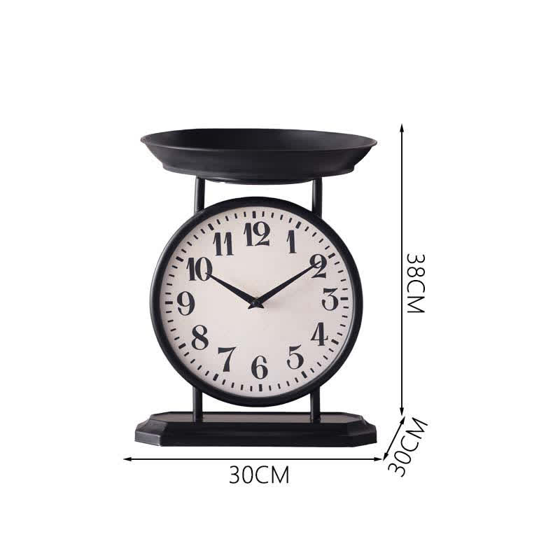 Vassoio decorativo per frutta con orologio creativo in ferro