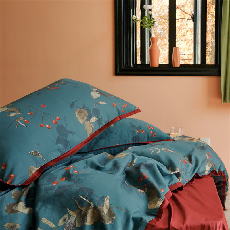 Set di biancheria da letto in cotone in stile retrò letterario (4 pezzi)
