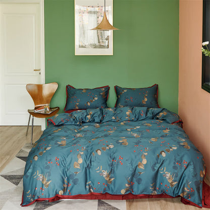 Set di biancheria da letto in cotone in stile retrò letterario (4 pezzi)