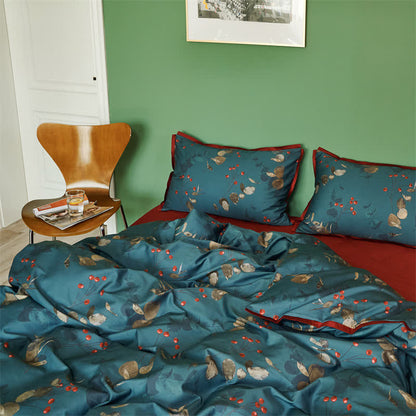 Set di biancheria da letto in cotone in stile retrò letterario (4 pezzi)