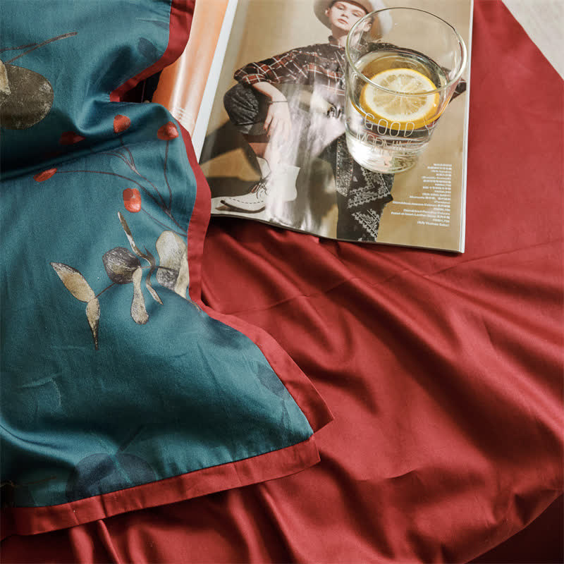 Set di biancheria da letto in cotone in stile retrò letterario (4 pezzi)