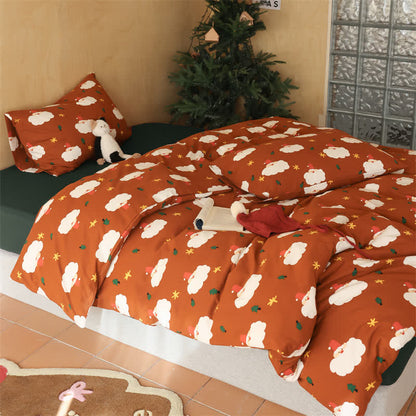 Set di biancheria da letto in puro cotone con Babbo Natale (4 pezzi)