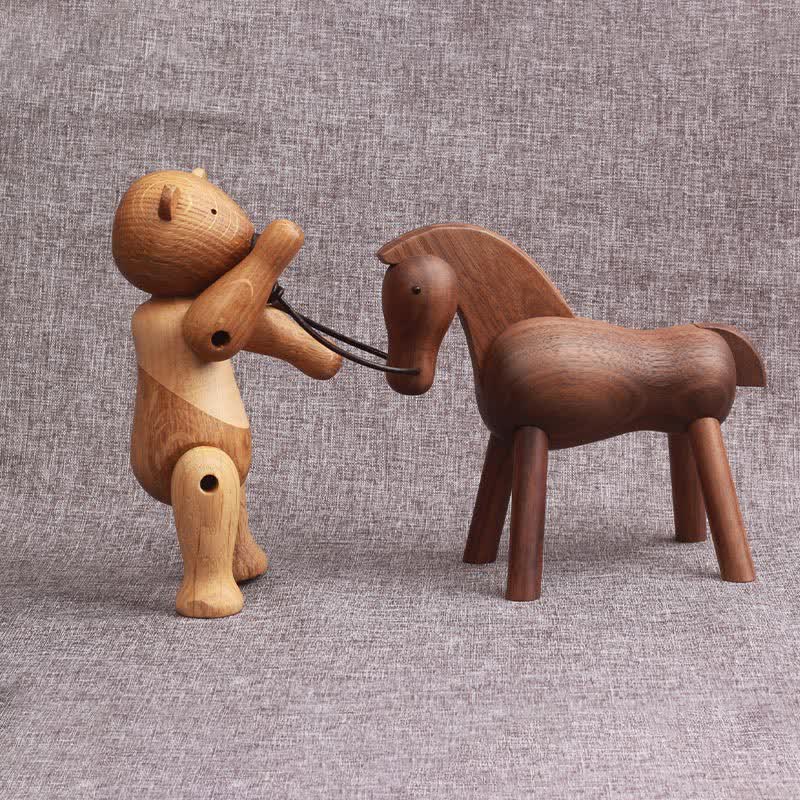 Ornamento a forma di orso marionetta mobile in legno
