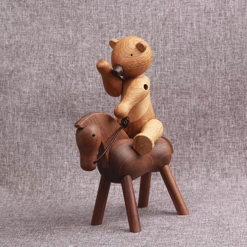 Ornamento a forma di orso marionetta mobile in legno