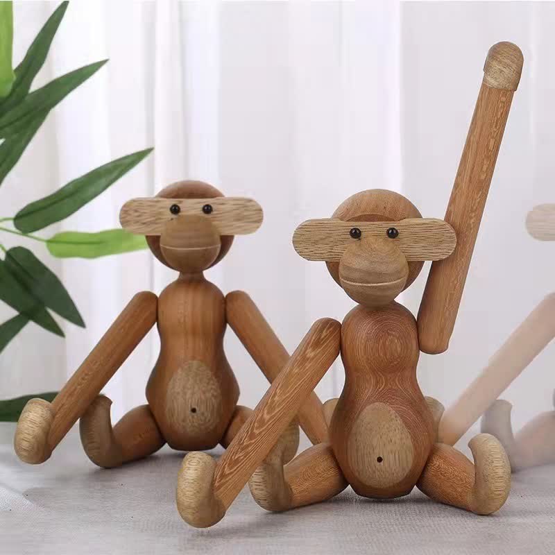 Ornamento a forma di scimmia marionetta mobile in legno massello
