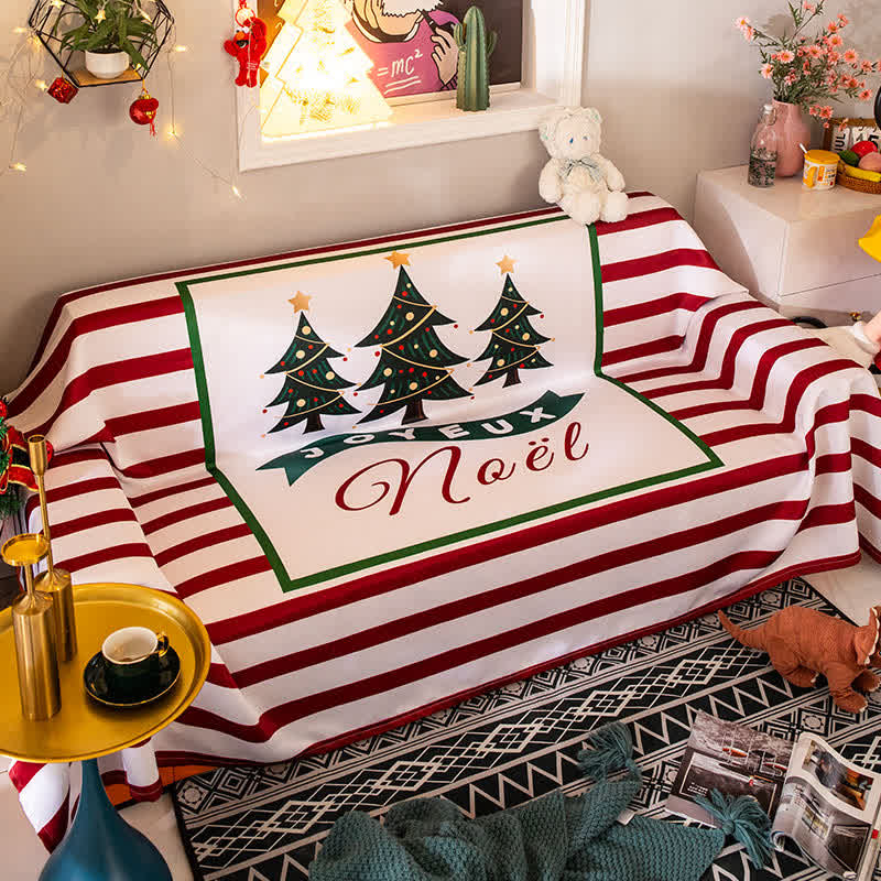 Copridivano a righe con motivo albero di Natale