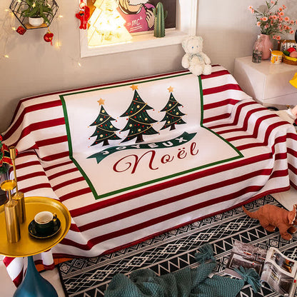 Copridivano a righe con motivo albero di Natale