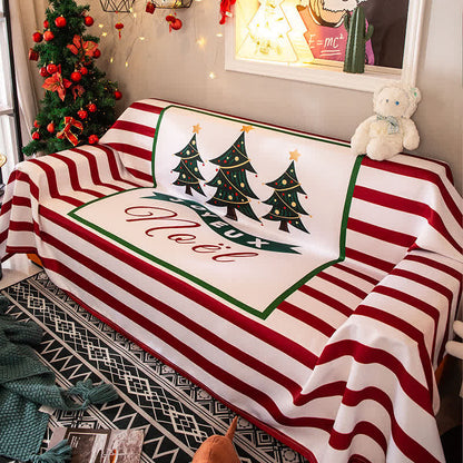Copridivano a righe con motivo albero di Natale