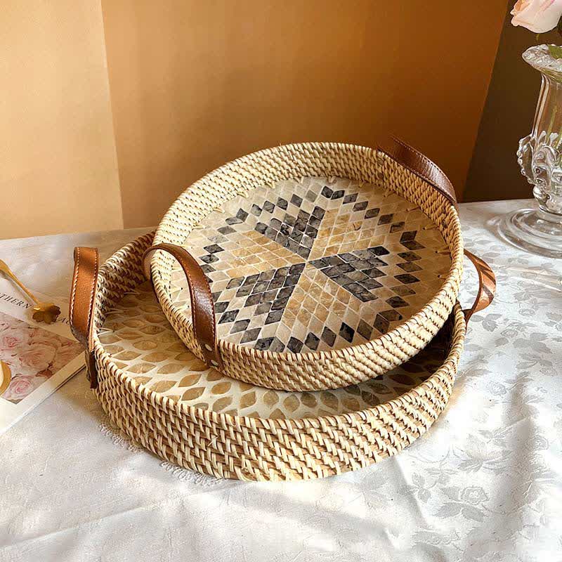 Cesto portaoggetti intrecciato in rattan da fattoria