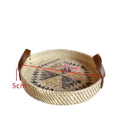 Cesto portaoggetti intrecciato in rattan da fattoria