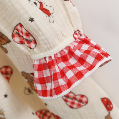 Camicia da notte lunga con colletto per bambola in cotone taglie forti