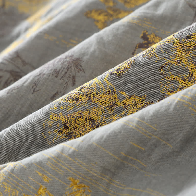 Pigiama in cotone con kimono con paesaggio neutro