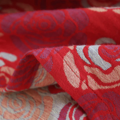 Pigiama in cotone jacquard con rose in fiore