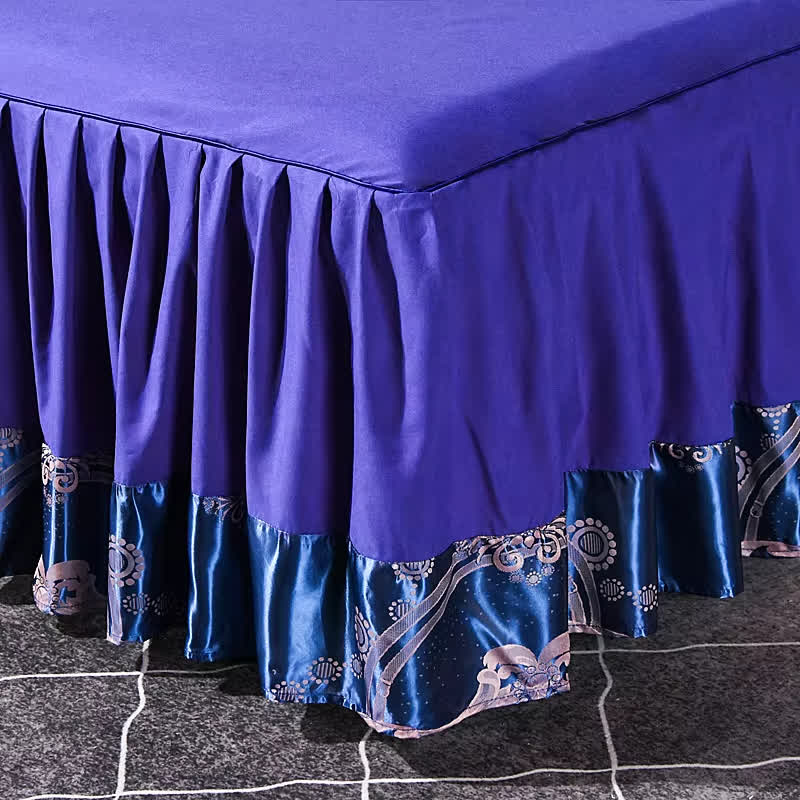 Set di biancheria da letto con gonna elegante in raso (4 pezzi)