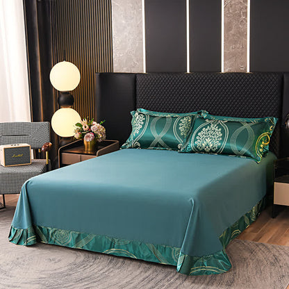 Set di biancheria da letto morbida in raso jacquard vintage (4 pezzi)