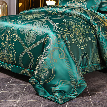 Set di biancheria da letto morbida in raso jacquard vintage (4 pezzi)