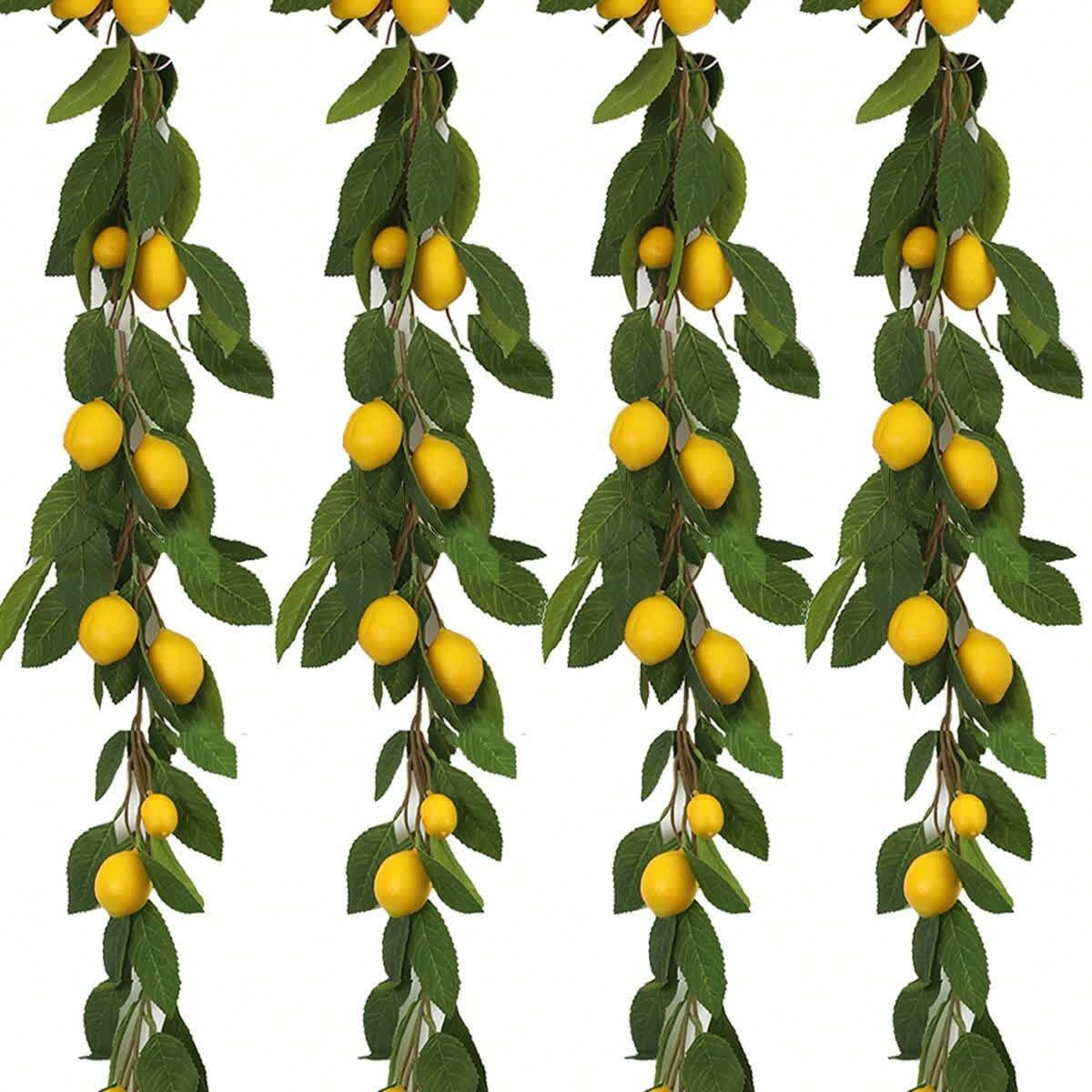 Ghirlanda di limoni artificiali rigogliosi e verdi in stile fattoria