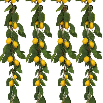Ghirlanda di limoni artificiali rigogliosi e verdi in stile fattoria
