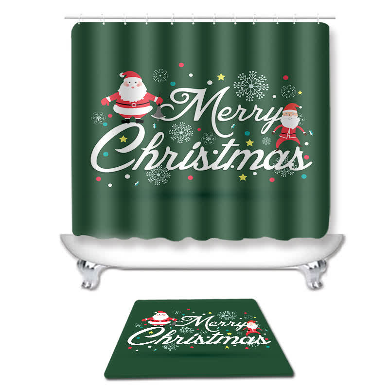 Set di tappetini per tenda da doccia "Buon Natale"