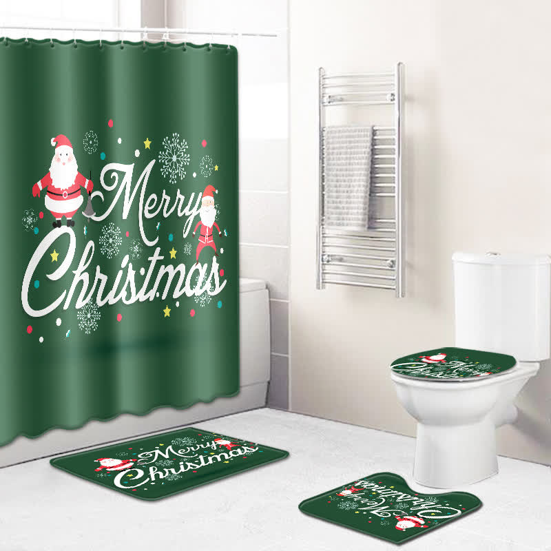 Set di tappetini per tenda da doccia "Buon Natale"