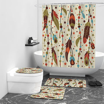 Set di tappetini per tende da doccia impermeabili in stile bohémien