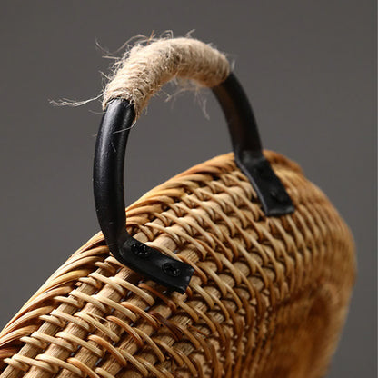 Cestino porta snack da scrivania in rattan intrecciato