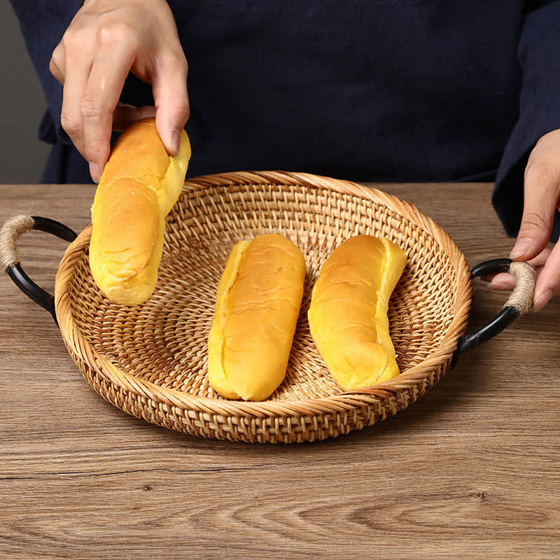 Cestino porta snack da scrivania in rattan intrecciato