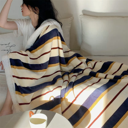 Coperta morbida a righe Sherpa