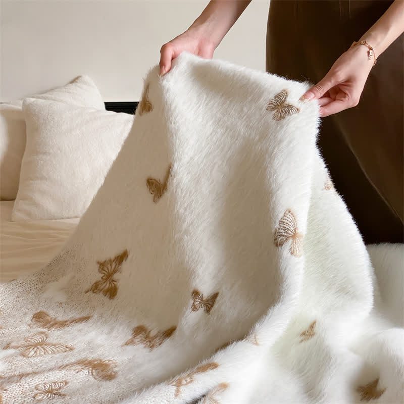 Coperta morbida in pelliccia sintetica a forma di farfalla