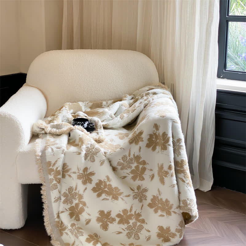 Coperta morbida con fiori d'arancio