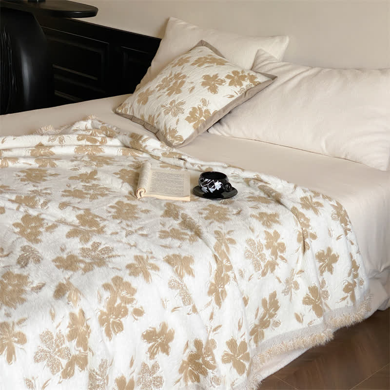 Coperta morbida con fiori d'arancio