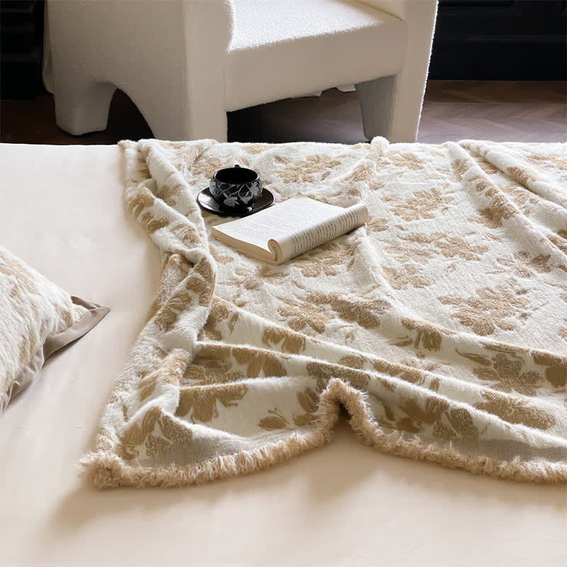 Coperta morbida con fiori d'arancio