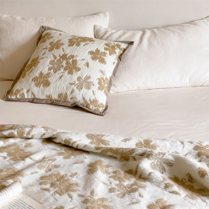 Coperta morbida con fiori d'arancio