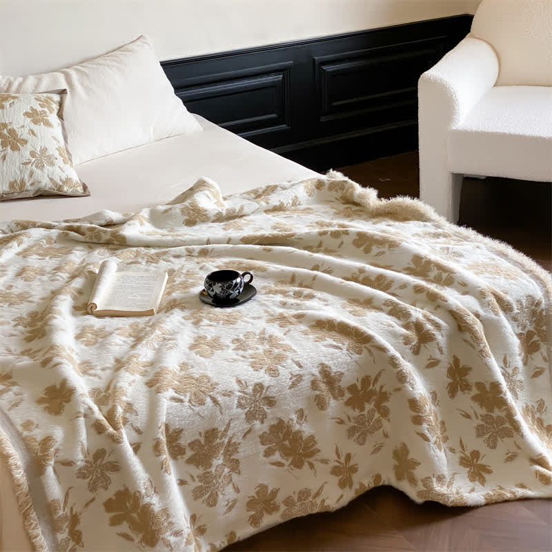 Coperta morbida con fiori d'arancio