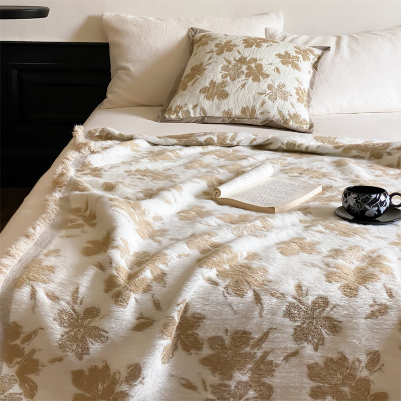 Coperta morbida con fiori d'arancio