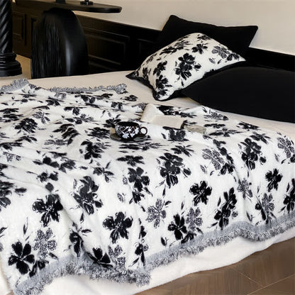 Coperta morbida con fiori d'arancio