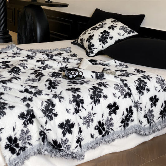 Coperta morbida con fiori d'arancio