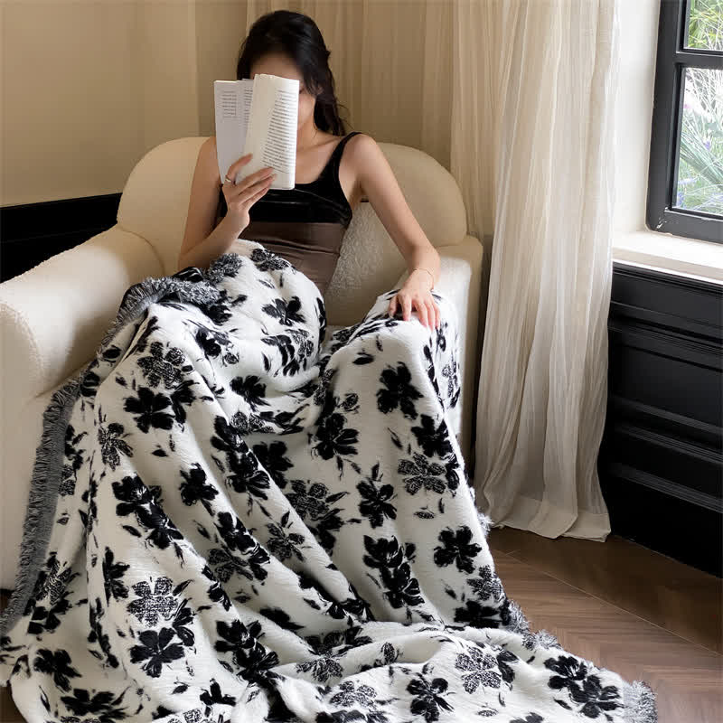 Coperta morbida con fiori d'arancio