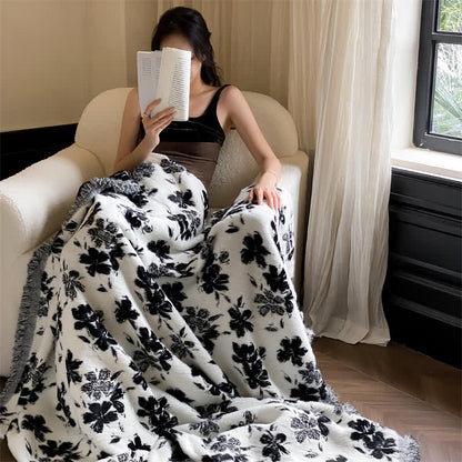 Coperta morbida con fiori d'arancio