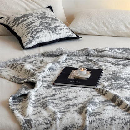 Coperta reversibile in finta pelliccia di visone