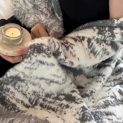 Coperta reversibile in finta pelliccia di visone