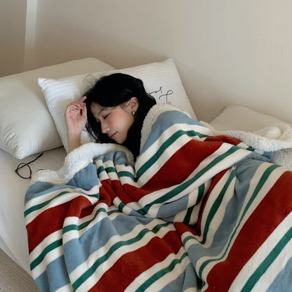 Coperta morbida a righe Sherpa