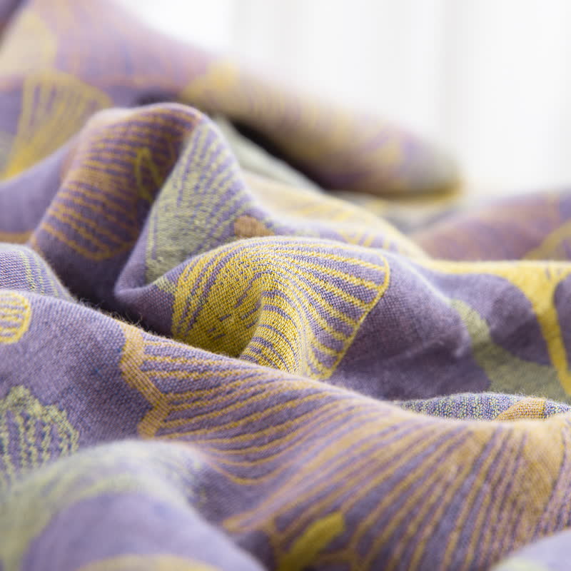 Set di biancheria da letto in cotone con bottoni e foglie di ginkgo (4 pezzi)