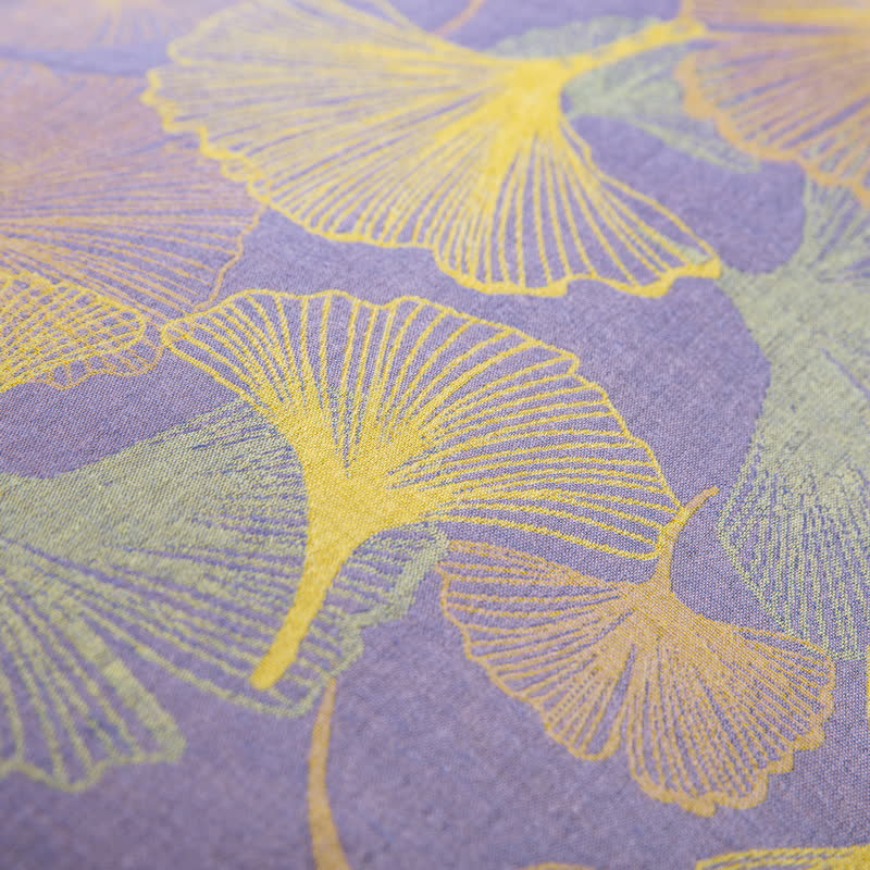 Set di biancheria da letto in cotone con bottoni e foglie di ginkgo (4 pezzi)