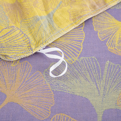 Set di biancheria da letto in cotone con bottoni e foglie di ginkgo (4 pezzi)