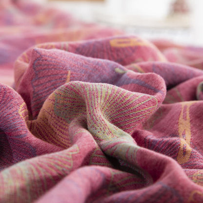 Set di biancheria da letto in cotone con bottoni e foglie di ginkgo (4 pezzi)